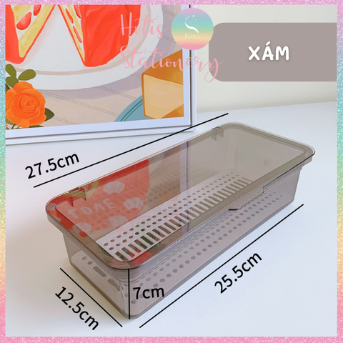 [HOTIS] Hộp đựng đồ đa năng bằng nhựa, đựng bút, sticker, cọ vẽ, cọ trang điểm, bông phấn