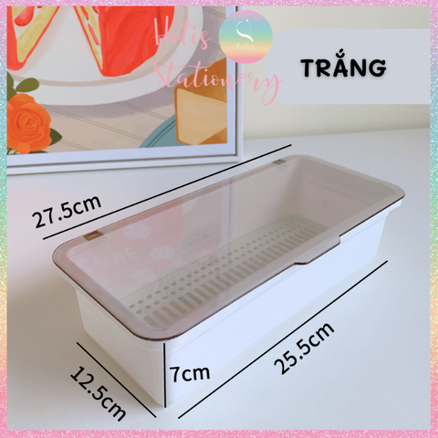 [HOTIS] Hộp đựng đồ đa năng bằng nhựa, đựng bút, sticker, cọ vẽ, cọ trang điểm, bông phấn