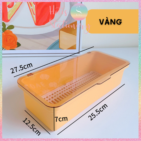[HOTIS] Hộp đựng đồ đa năng bằng nhựa, đựng bút, sticker, cọ vẽ, cọ trang điểm, bông phấn