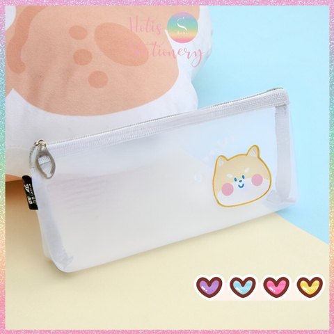 [HOTIS] Túi lưới đựng bút trong suốt hoạt hình màu dễ thương - Bóp viết có 8 màu