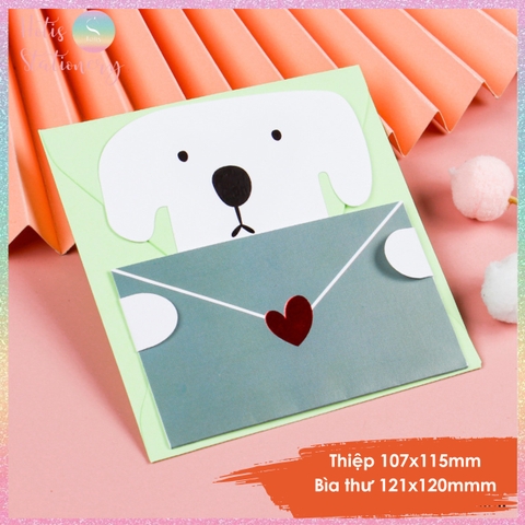 [HOTIS] Thiếp giấy hình thú ôm bao thư đáng yêu gấp gọn, kèm bao thư giấy tặng quà sinh nhật