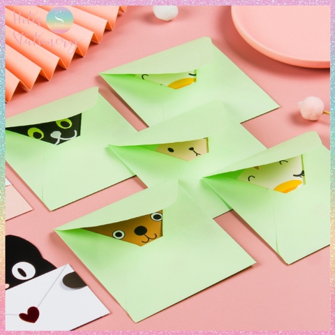 [HOTIS] Thiếp giấy hình thú ôm bao thư đáng yêu gấp gọn, kèm bao thư giấy tặng quà sinh nhật