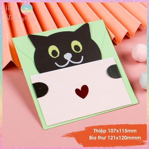 [HOTIS] Thiếp giấy hình thú ôm bao thư đáng yêu gấp gọn, kèm bao thư giấy tặng quà sinh nhật