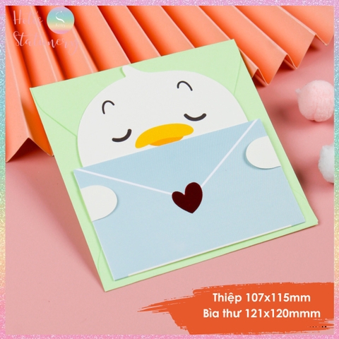 [HOTIS] Thiếp giấy hình thú ôm bao thư đáng yêu gấp gọn, kèm bao thư giấy tặng quà sinh nhật