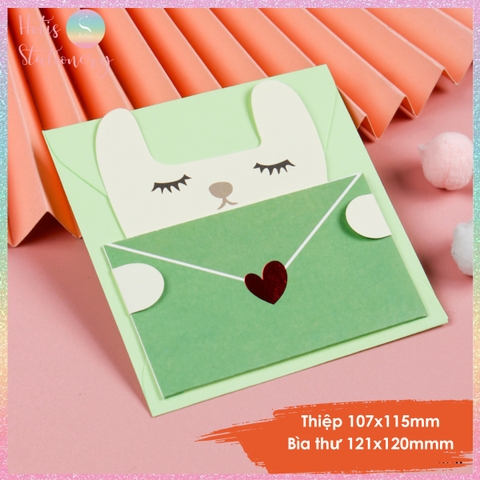 [HOTIS] Thiếp giấy hình thú ôm bao thư đáng yêu gấp gọn, kèm bao thư giấy tặng quà sinh nhật
