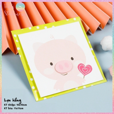 [HOTIS] Thiệp giấy 3D hình thú đáng yêu gấp gọn, kèm bao thư giấy, tặng quà sinh nhật, valentine