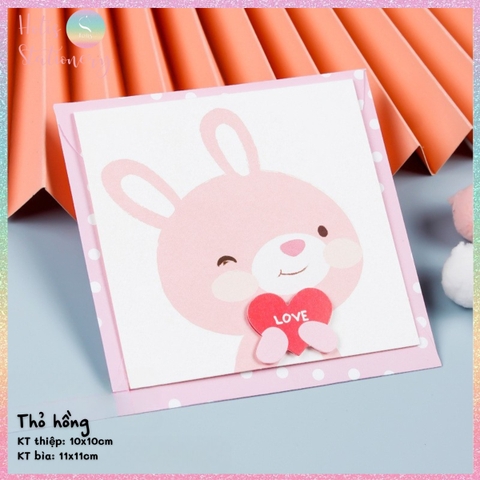 [HOTIS] Thiệp giấy 3D hình thú đáng yêu gấp gọn, kèm bao thư giấy, tặng quà sinh nhật, valentine