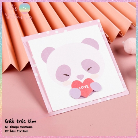 [HOTIS] Thiệp giấy 3D hình thú đáng yêu gấp gọn, kèm bao thư giấy, tặng quà sinh nhật, valentine