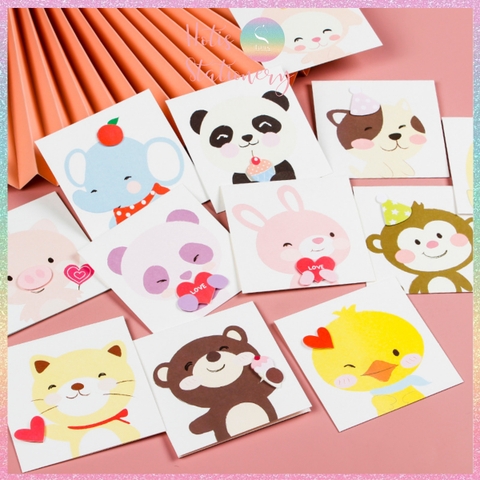[HOTIS] Thiệp giấy 3D hình thú đáng yêu gấp gọn, kèm bao thư giấy, tặng quà sinh nhật, valentine