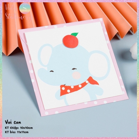 [HOTIS] Thiệp giấy 3D hình thú đáng yêu gấp gọn, kèm bao thư giấy, tặng quà sinh nhật, valentine