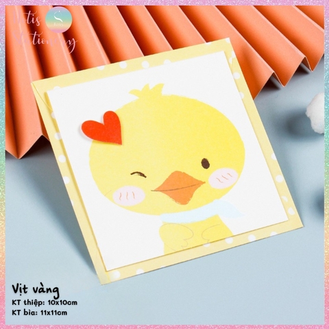 [HOTIS] Thiệp giấy 3D hình thú đáng yêu gấp gọn, kèm bao thư giấy, tặng quà sinh nhật, valentine