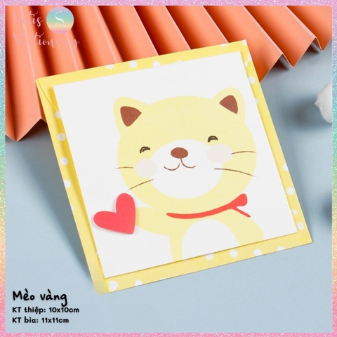 [HOTIS] Thiệp giấy 3D hình thú đáng yêu gấp gọn, kèm bao thư giấy, tặng quà sinh nhật, valentine