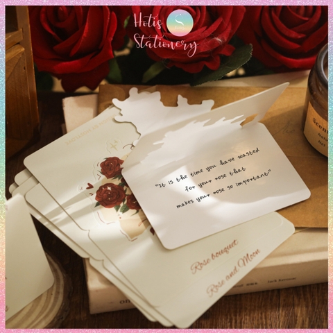 [HOTIS] Set 6 Thiệp Hoa Hồng Vintage - Thiệp Giấy Mỹ Thuật Gấp Gọn Viết Tay Trang Trí Quà Tặng Đẹp, Phong Cách Cổ Điển