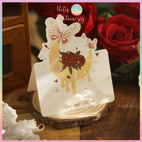 [HOTIS] Set 6 Thiệp Hoa Hồng Vintage - Thiệp Giấy Mỹ Thuật Gấp Gọn Viết Tay Trang Trí Quà Tặng Đẹp, Phong Cách Cổ Điển