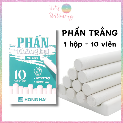[HOTIS] 10 Viên Phấn Viết Bảng Không Bụi Hồng Hà - Trắng & Nhiều Màu, An Toàn Cho Sức Khỏe, Viết Mịn Nét, MS 3598 / 3365