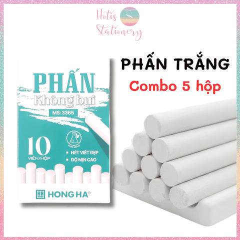 [HOTIS] Combo 5 / 10 Hộp Phấn Viết Bảng Không Bụi Hồng Hà – Trắng & Nhiều Màu, An Toàn Cho Sức Khỏe, Viết Mịn Nét