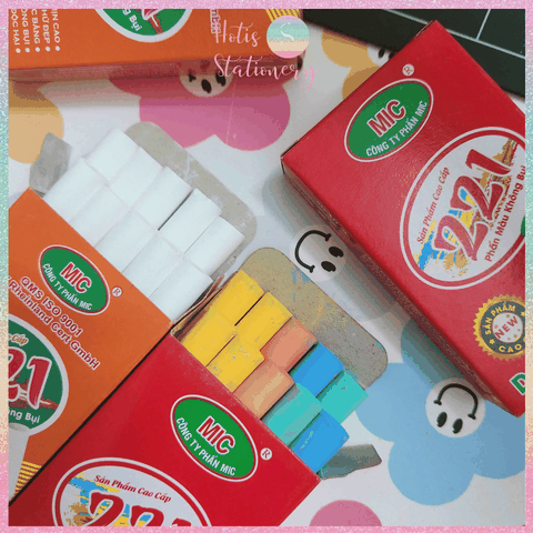 [HOTIS] 10 Viên Phấn Viết Bảng Không Bụi MIC 221 Phấn Trắng / Phấn Màu - Viết Êm, Rõ Nét, An Toàn Cho Sức Khỏe