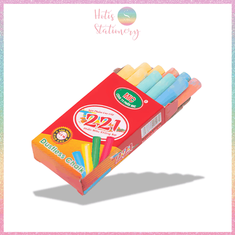 [HOTIS] 10 Viên Phấn Viết Bảng Không Bụi MIC 221 Phấn Trắng / Phấn Màu - Viết Êm, Rõ Nét, An Toàn Cho Sức Khỏe