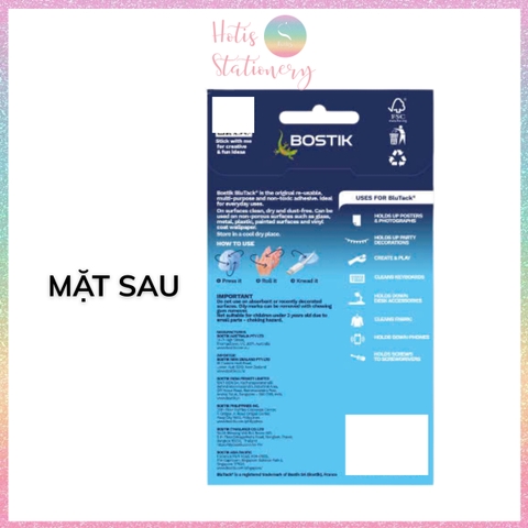 [HOTIS] 1 vỉ Đất sét dán dính Poster Blutack Bostik 75g dính tường mà không cần khoan đục