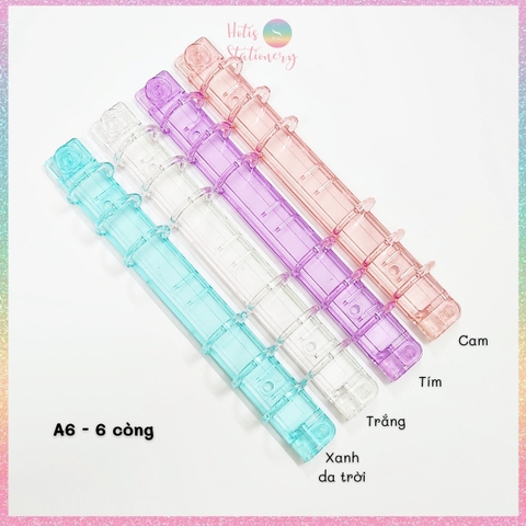 [HOTIS] Thanh còng nhựa trong suốt có chốt gài làm sổ còng binder A6/ A5/ B5/ A4