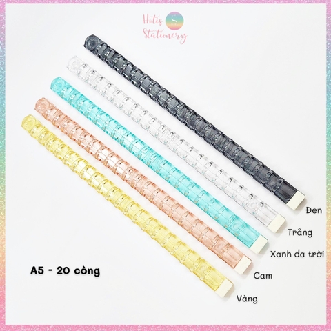 [HOTIS] Thanh còng nhựa trong suốt có chốt gài làm sổ còng binder A6/ A5/ B5/ A4