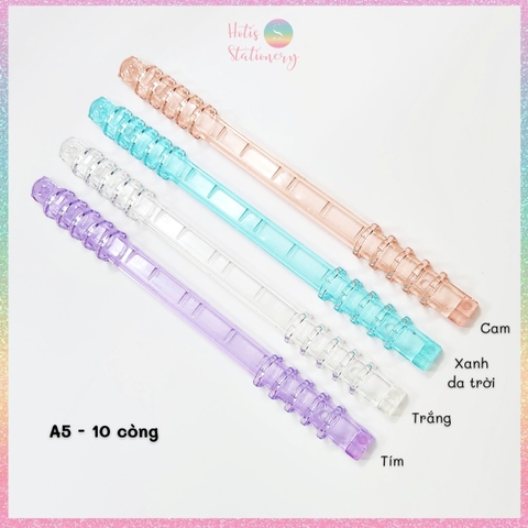 [HOTIS] Thanh còng nhựa trong suốt có chốt gài làm sổ còng binder A6/ A5/ B5/ A4