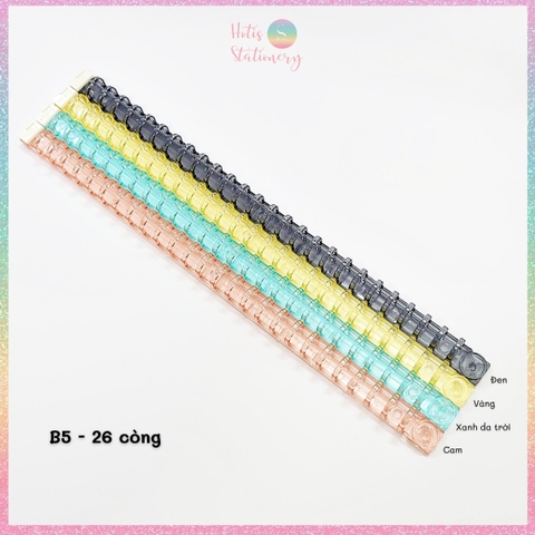 [HOTIS] Thanh còng nhựa trong suốt có chốt gài làm sổ còng binder A6/ A5/ B5/ A4