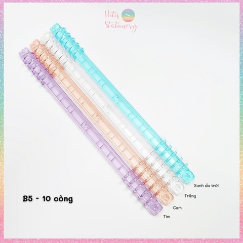 [HOTIS] Thanh còng nhựa trong suốt có chốt gài làm sổ còng binder A6/ A5/ B5/ A4