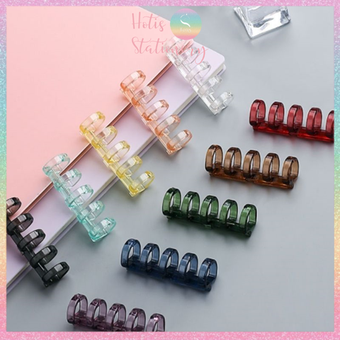 [HOTIS] Set 6 cái còng nhựa mini 3 & 5 chấu trong suốt gắn sổ còng binder A7/ A6/ A5/ B5/ A4