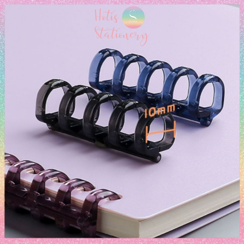 [HOTIS] Set 6 cái còng nhựa mini 3 & 5 chấu trong suốt gắn sổ còng binder A7/ A6/ A5/ B5/ A4