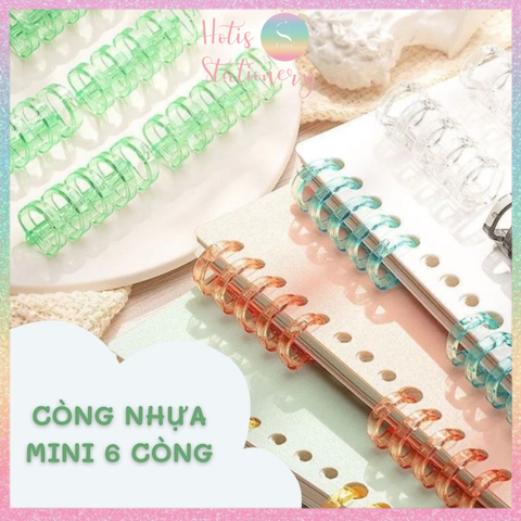 [HOTIS] Combo 100 Thanh còng nhựa mini 3 & 5 chấu trong suốt - Binder A7/ A6/ A5/ B5/ A4