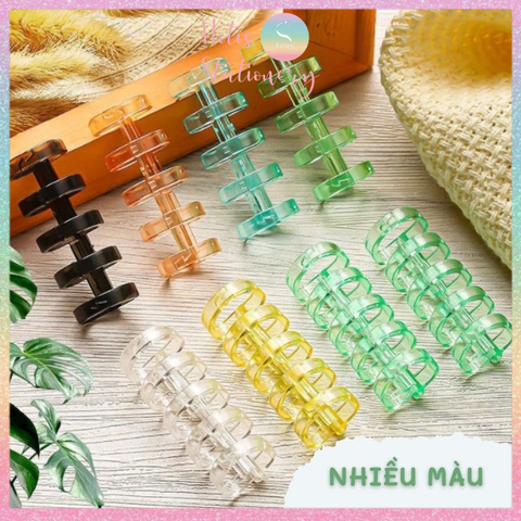 [HOTIS] Set 6 cái còng nhựa mini 3 & 5 chấu trong suốt gắn sổ còng binder A7/ A6/ A5/ B5/ A4