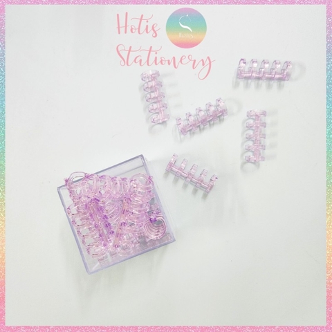 [HOTIS] Set 6 cái còng nhựa mini 3 & 5 chấu trong suốt gắn sổ còng binder A7/ A6/ A5/ B5/ A4