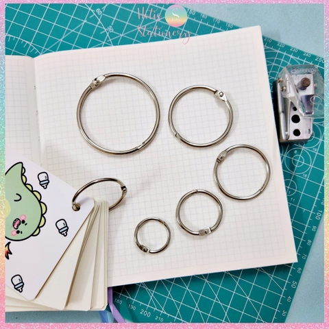 [HOTIS] 1 hộp Khoen tròn làm flashcard, đóng gáy, khoen còng inox