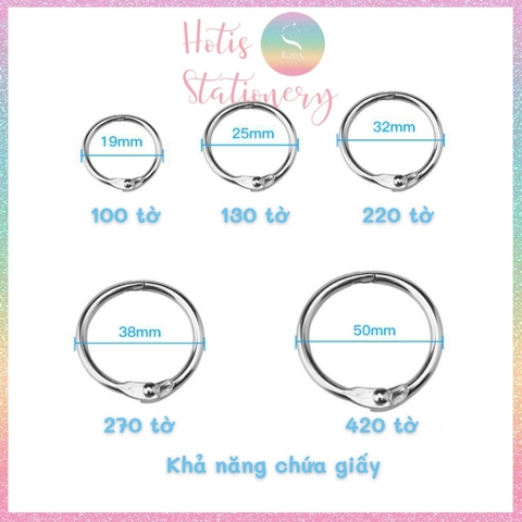 [HOTIS] 1 hộp Khoen tròn làm flashcard, đóng gáy, khoen còng inox