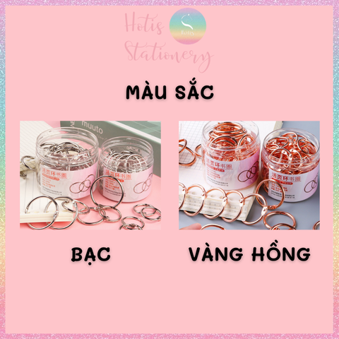 [HOTIS] 1 hộp Khoen tròn làm flashcard, đóng gáy, khoen còng inox
