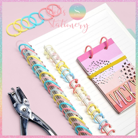 [HOTIS] Set 10/15/30 Khoen tròn nhựa làm sổ còng, flashcard, đóng gáy, móc chìa khóa - Nhiều màu