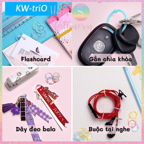 [HOTIS] Set 10/15/30 Khoen tròn nhựa làm sổ còng, flashcard, đóng gáy, móc chìa khóa - Nhiều màu