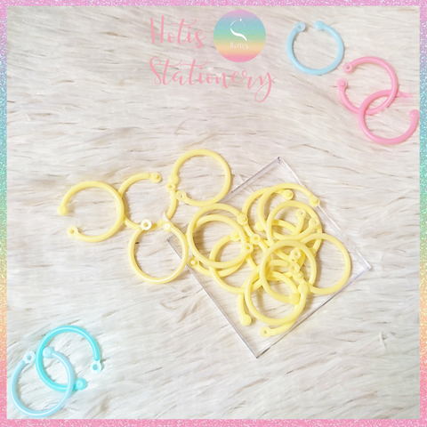 [HOTIS] Set 10/15/30 Khoen tròn nhựa làm sổ còng, flashcard, đóng gáy, móc chìa khóa - Nhiều màu