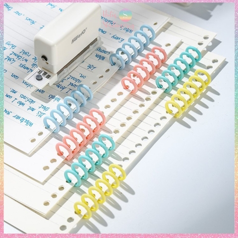 [HOTIS] Set 10 thanh còng mini 6 chấu màu macaron trong suốt làm sổ khổ A5/ B5/ A4