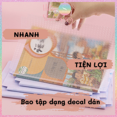 [HOTIS] Set 5 tờ decal bọc sách vở trong suốt - Kèm 12 sticker nhãn vở