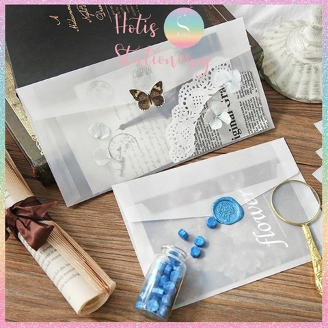 [HOTIS] Set 10 cái Bìa thư giấy can trong suốt đựng thư, thiệp cưới, card, voucher