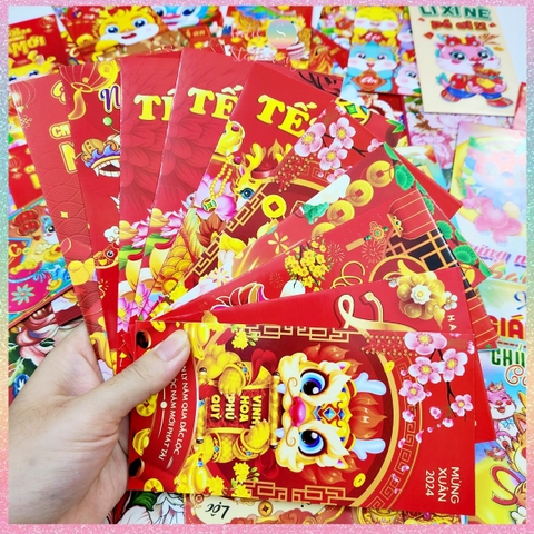 [HOTIS] [Mix mẫu] Set 10 Bao lì xì Rồng Giáp Thìn 2024