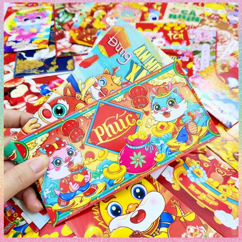 [HOTIS] [Mix mẫu] Set 10 Bao lì xì Rồng Giáp Thìn 2024
