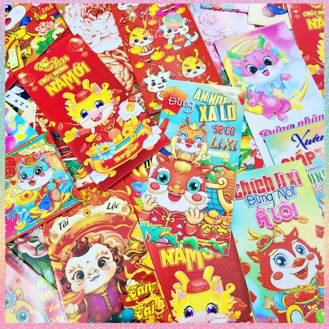 [HOTIS] [Mix mẫu] Set 10 Bao lì xì Rồng Giáp Thìn 2024