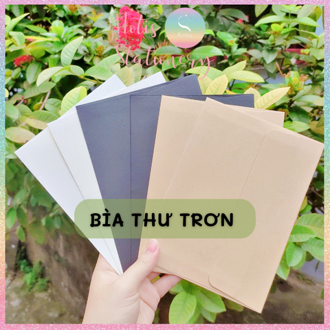 [HOTIS] Set 10 Bìa thư trơn nắp bằng 120gsm - Màu trắng/ đen/ kraft - 17.5x12.5cm