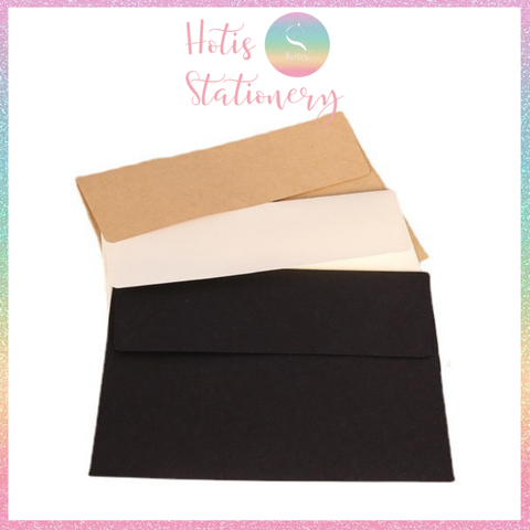 [HOTIS] Set 10 Bìa thư trơn nắp bằng 120gsm - Màu trắng/ đen/ kraft - 17.5x12.5cm