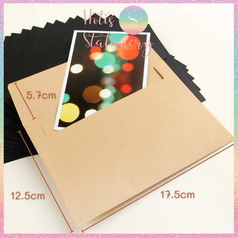 [HOTIS] Set 10 Bìa thư trơn nắp bằng 120gsm - Màu trắng/ đen/ kraft - 17.5x12.5cm