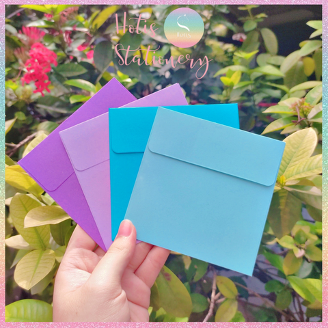 [HOTIS] Set 10 Bìa thư trơn 14 màu hình vuông nắp bằng 110gsm - 10x10cm