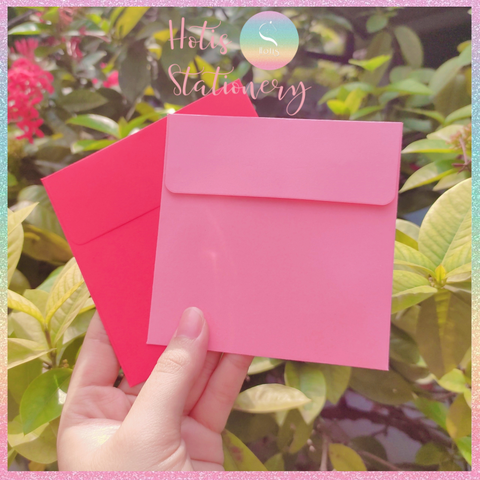 [HOTIS] Set 10 Bìa thư trơn 14 màu hình vuông nắp bằng 110gsm - 10x10cm